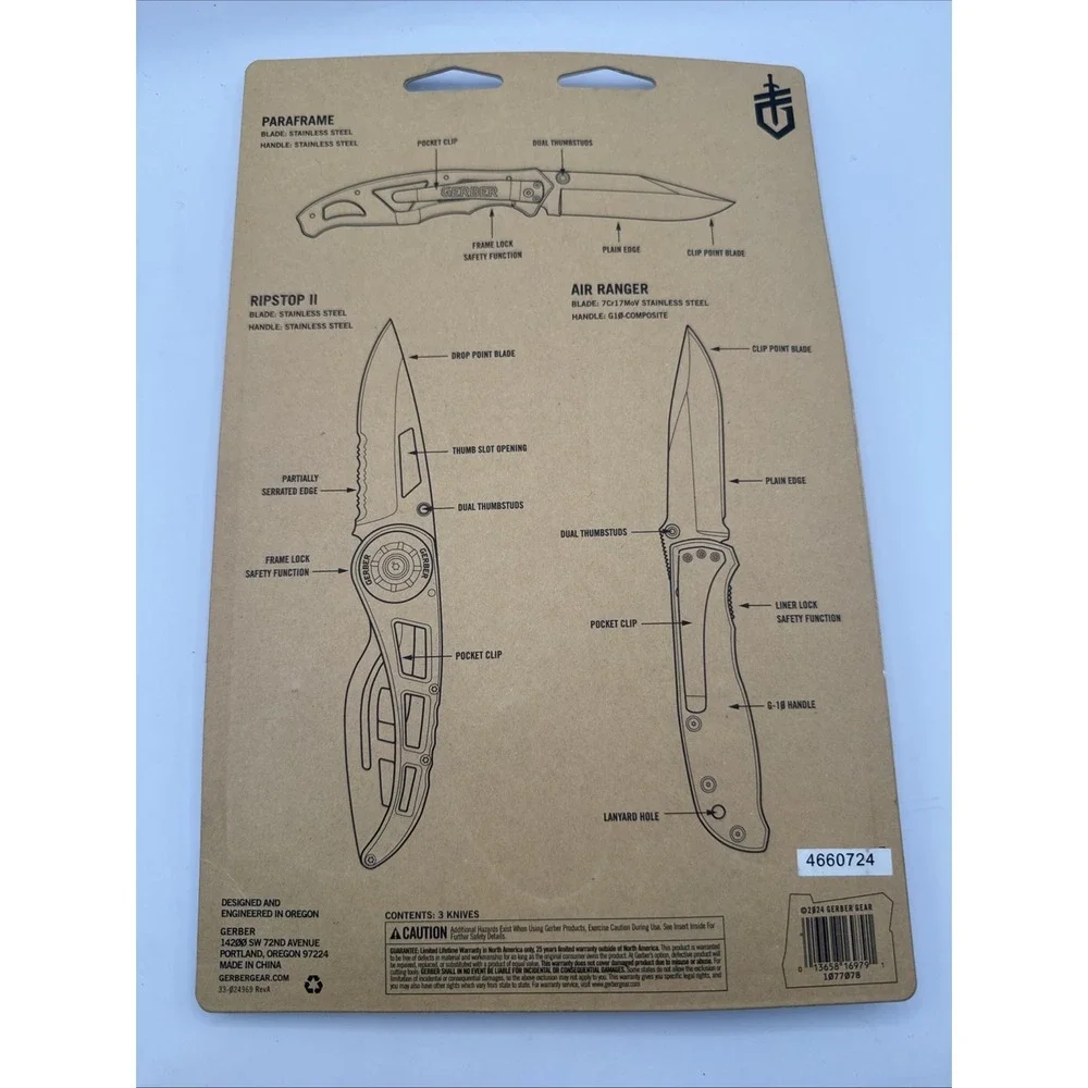 NEW in Packaging GERBER Knives Greatist Hits Set of 3 Folding Stainless Steel